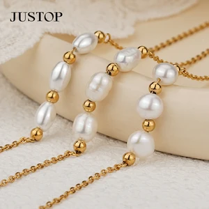 Wholesale Custom Stainless Steel PVD 18K 24K Gold Natural Pearl Shell Trendy Earrings Bracelet Necklace Jewelry Set