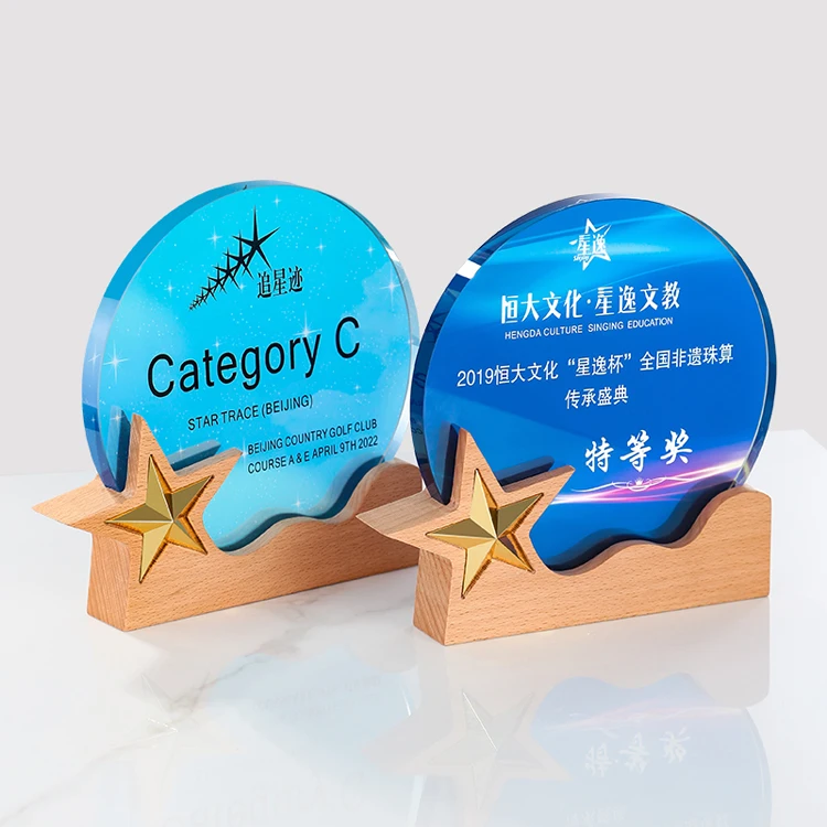 product wholesale professional wooden plaques awards color printing custom crystal trophy-32