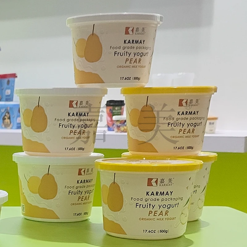 500g Yogurt Cup Swiss Flavour Sour Cream Cup Single Used Disposable Plastic Cup with Lid Sample Free Hot Sale Product