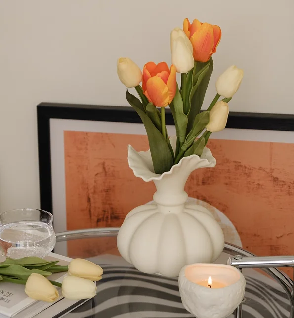WAIT FLY Keramikvase In Kürbisform – Dekorative Blumenvasen Für Wohnzimmer, Büro Oder Hochzeit