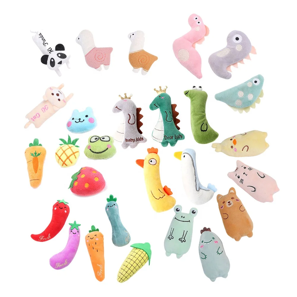 Various Color Pet Interactive Cat Catnip Toy Fashion New Stuffed Animal Fruit Soft Plush Cat Toys Filled Catnip