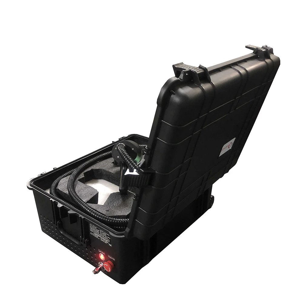 Dual Axis Laser Rust Removal Machine for Cleaning Outdoor with Suitcase 100W Mopa Laser