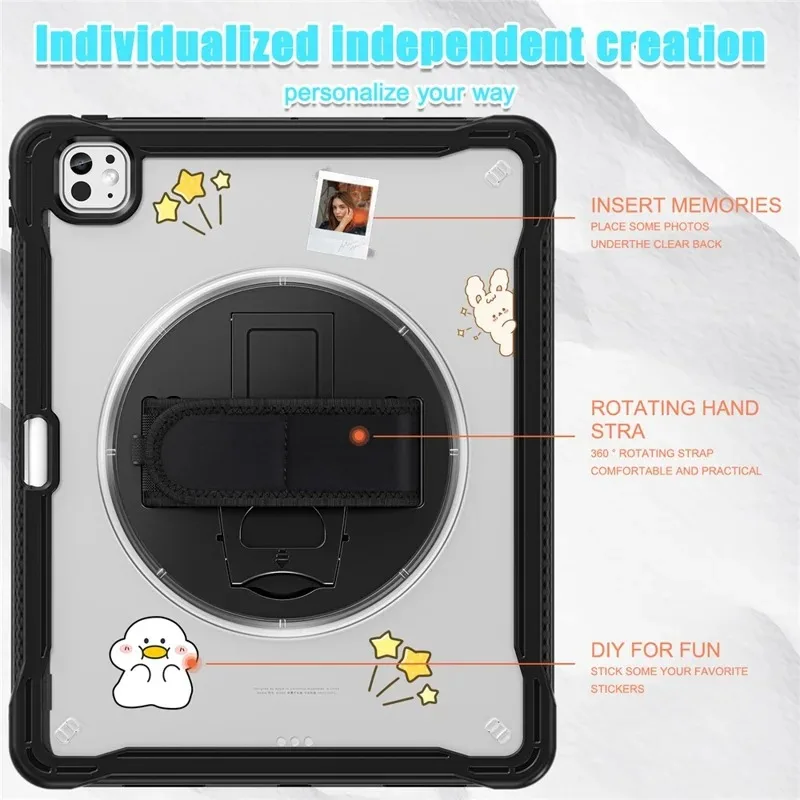 product for ipad pro 13 2025  2024 case stand pctpusilicone  anti fall stable stand with rotating hand strap double layer design-7