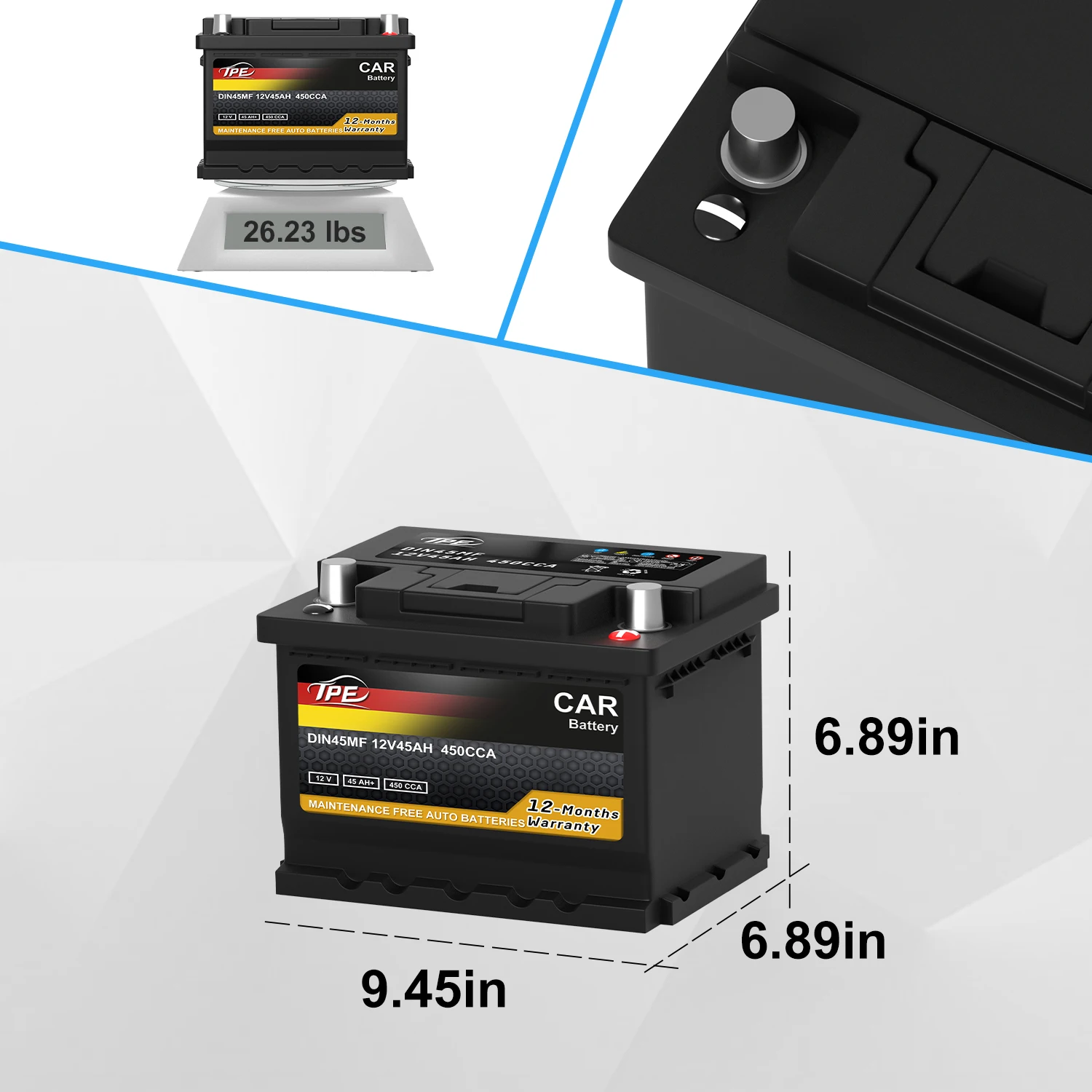 DIN45MF High-Performance Lead Acid Manufacturer-Free 12V45Ah Automobile Car Batteries from factory factory