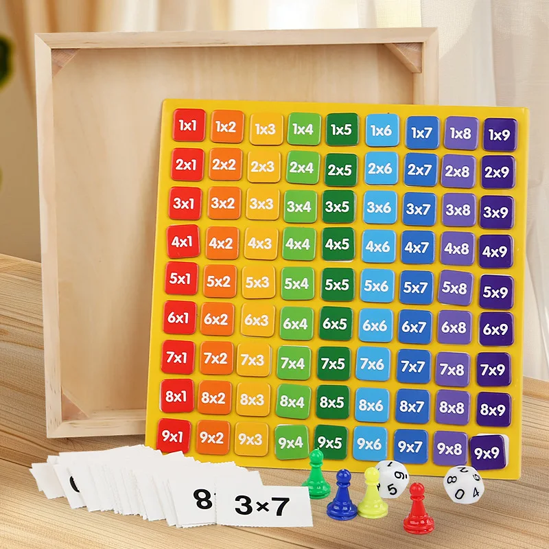 Double Sided Board Table Dice Card Games for Kids Wooden Multiplication Math Board Montessori Educational Toys