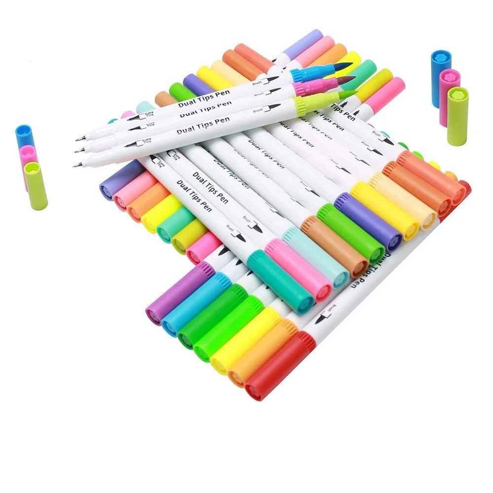 24 цвета микронные ручки акварельный двойной набор маркеров для рисования