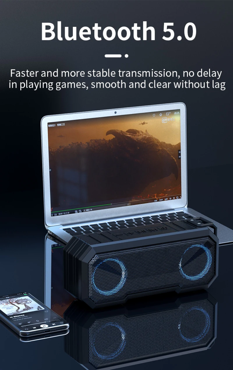 2021 Breathing Led Speakers Wholesale Waterproof 3000mAh Power Bank Subwoofer Support TF Aux U Disk Speakers - ANKUX.COM