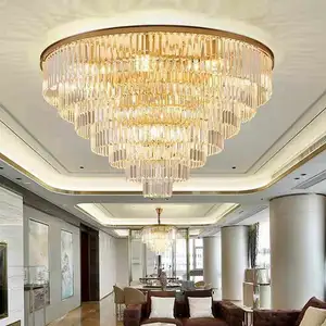 Modern Custom Metal Round Large Nordic Chandeliers Bedroom Living Room Pendant Ceiling Light Led K9 Luxury Crystal Chandelier