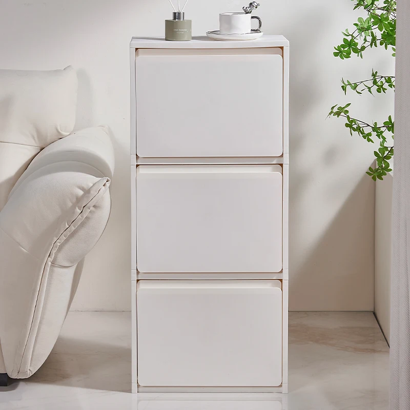 WANUO 3-Tier Pure White Plastic Drawer Cabinet Minimalist Plastic Storage Drawer Cabinet Foldable Simple Plastic Drawer Cabinet