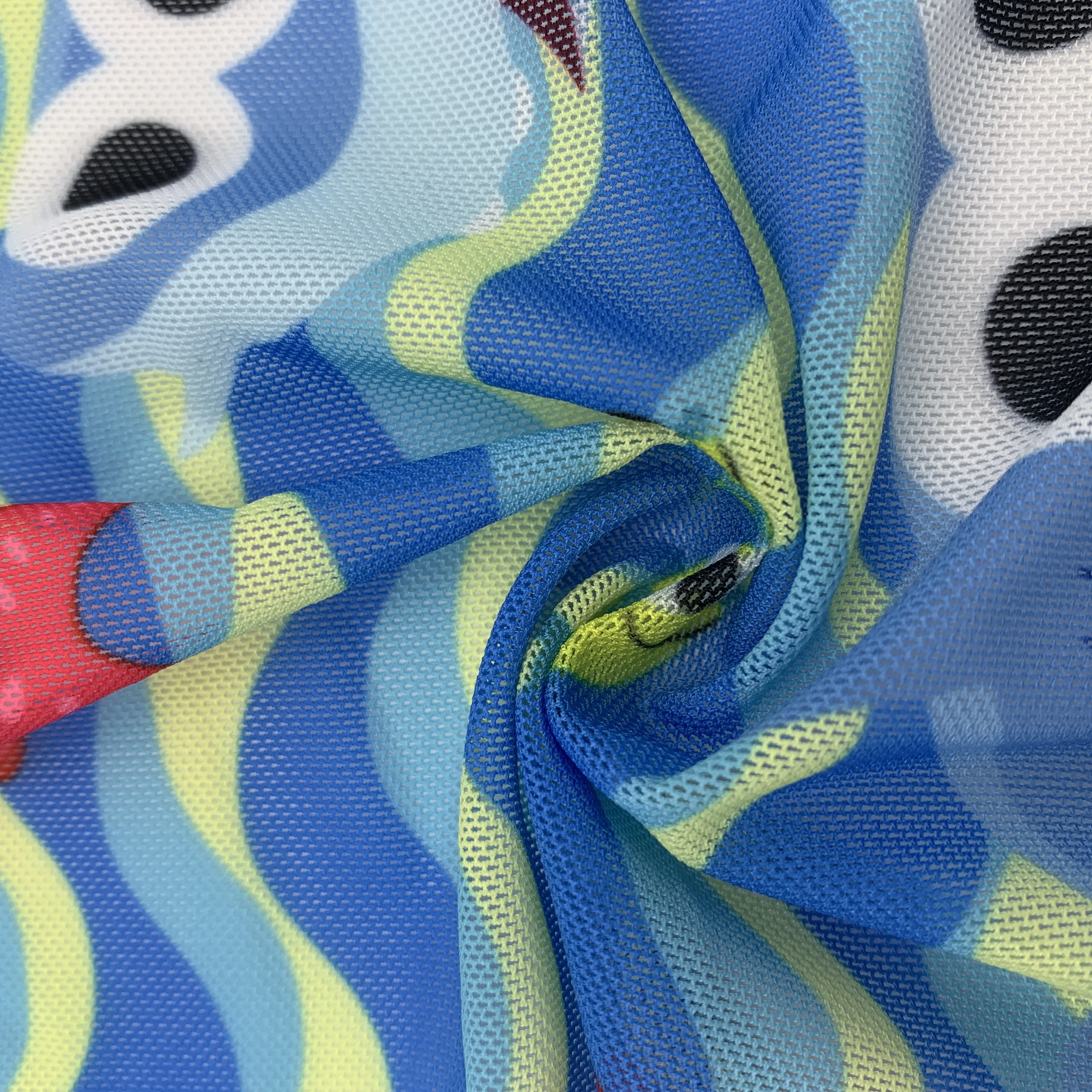 Цифровая печать мультяшный узор полиэстер сетка глаз спандекс эластичная Тюль сетчатая