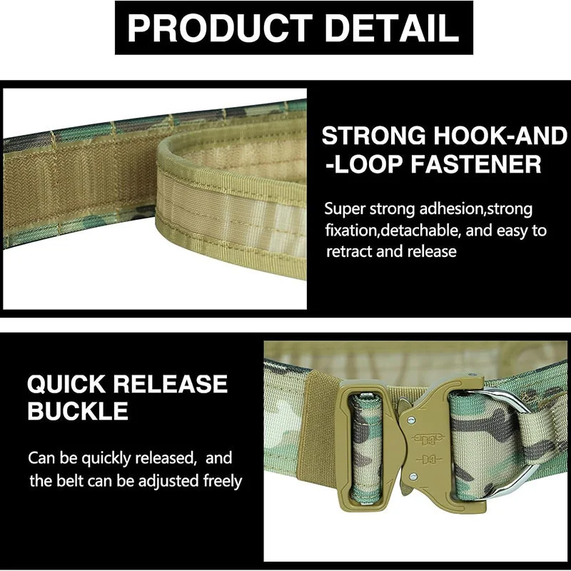 Heavy Duty High Density Durable Hunting Material Tactical Belt with Pouches Duty Belts Outdoor Work Wear-resistant Belts