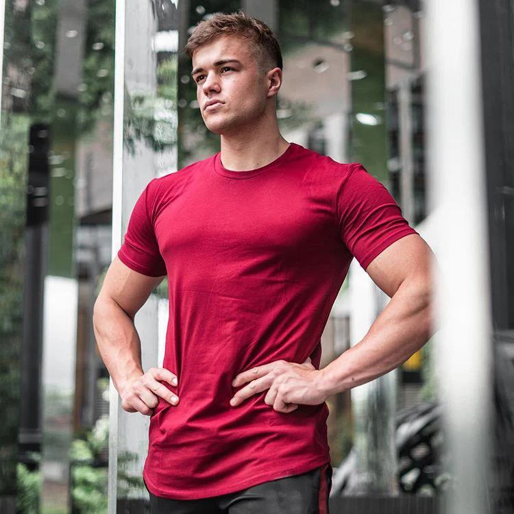 High Quality Workout T Shirts Activewear Fit 95% Cotton Plain sport Men's Cotton Spandex T-Shirt