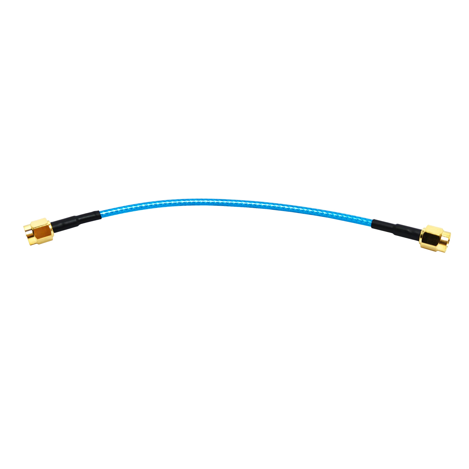 Câble coaxial RG316 avec connecteurs SMA mâles-mâles, longueur 15 cm, gaine extérieure bleue