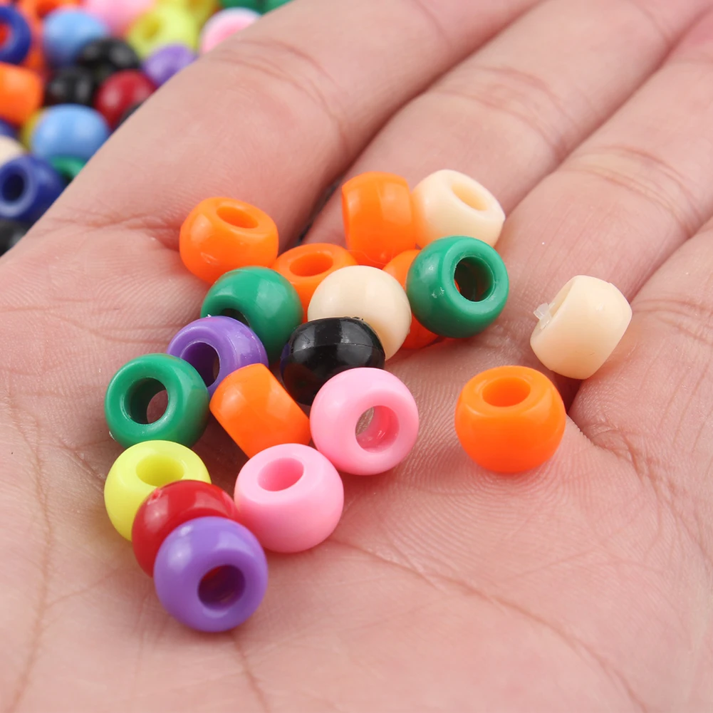 Wholesale DIY-friendly Mix Color Large Hole Acrylic & Plastic Pony Beads Colored Beads for Creative Projects