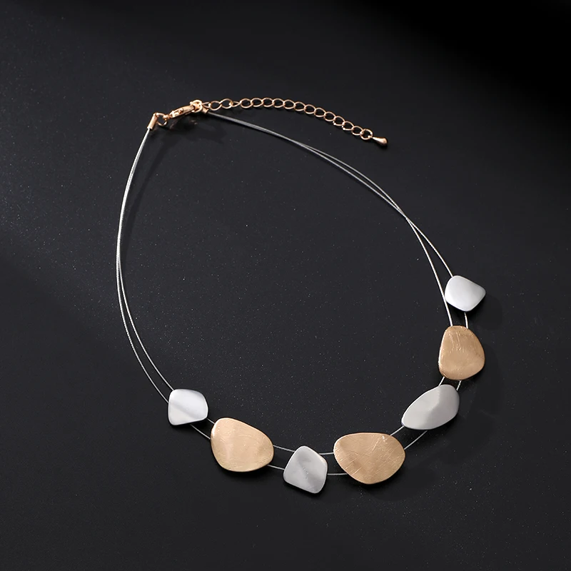 Tongling Double Layer Steel Wire Necklace Brushed Gold And Silver