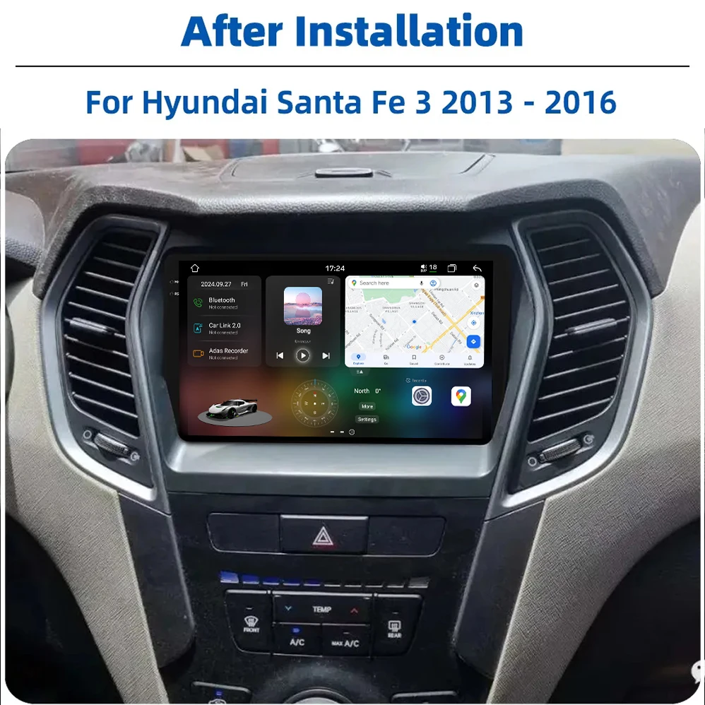 Car Android Radio for hyundai IX45 Santa Fe 3 2012-2017  GPS Navigation Car-play 4G WIFI Multimedia Stereo