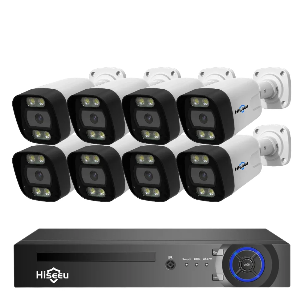 Hiseeu IP67 Waterproof 8Pcs 16CH Nvr Set Outdoor Cctv Camera Video