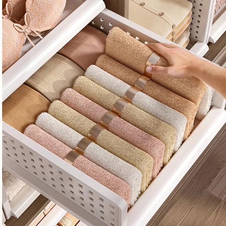 Stackable Plastic White Wardrobe Storage Basket Drawer Type Closet Storage Box for Clothing for Bathroom & Living Room details