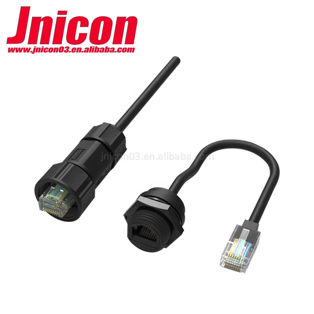 Lockable Rj45 Jnicon RJ45 Connectors Threaded Lock IP68 Female RJ45 Plug Ethernet ...