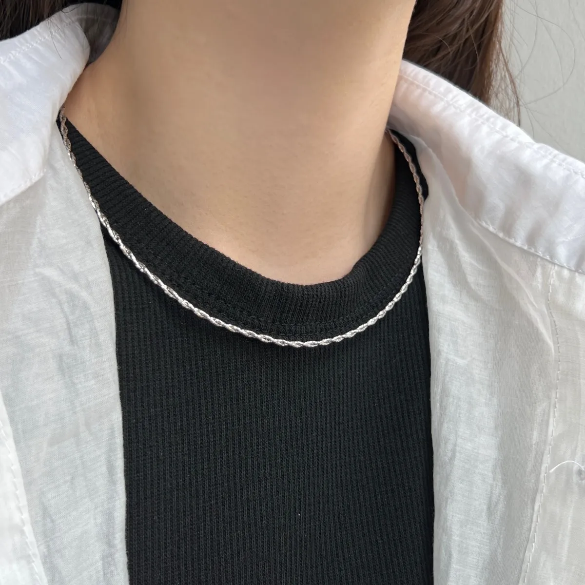 KAKODIY Minimalist Neck Prata Para Women Twisted Chain 925 Sterling Silver Necklace Women Pendant detail 5