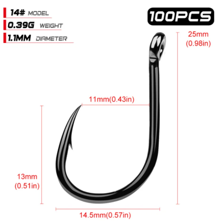 200pcs sliver wacky hook high carbon Steel worm fishing hooks for sea fishing