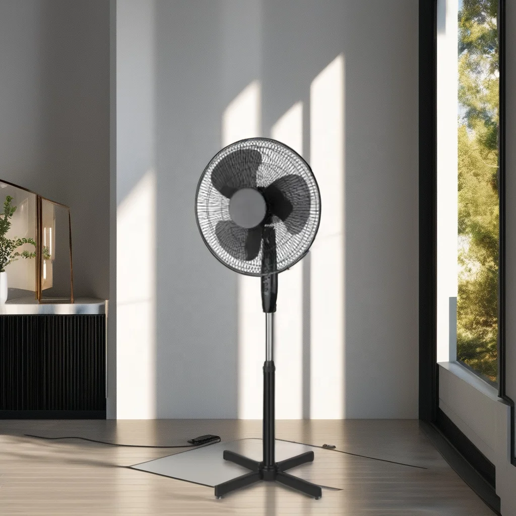 Household Use High Quality 16 Inch 3 PP Blades Round Base Stand Fan Large OSC Air Cooling Fan