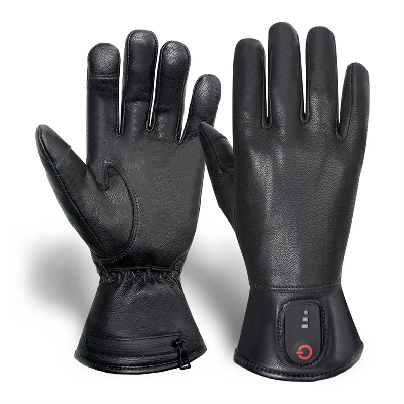 Touch Screen Genuine Liners Thermal Customized Logo Golf Driving Gloves Leather Electric USB Heated Gloves