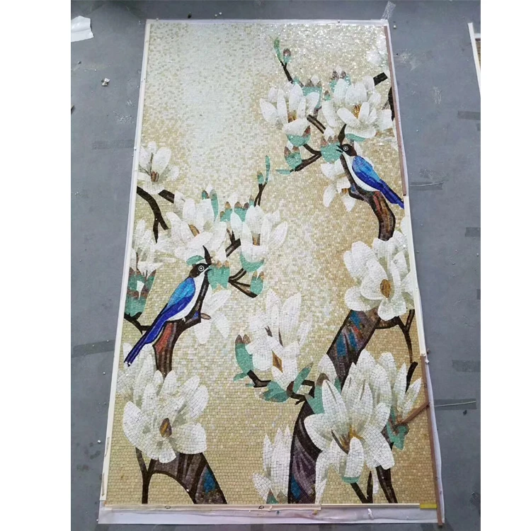 Decorative Flower Pattern Mosaic Tiles Wall Decoration