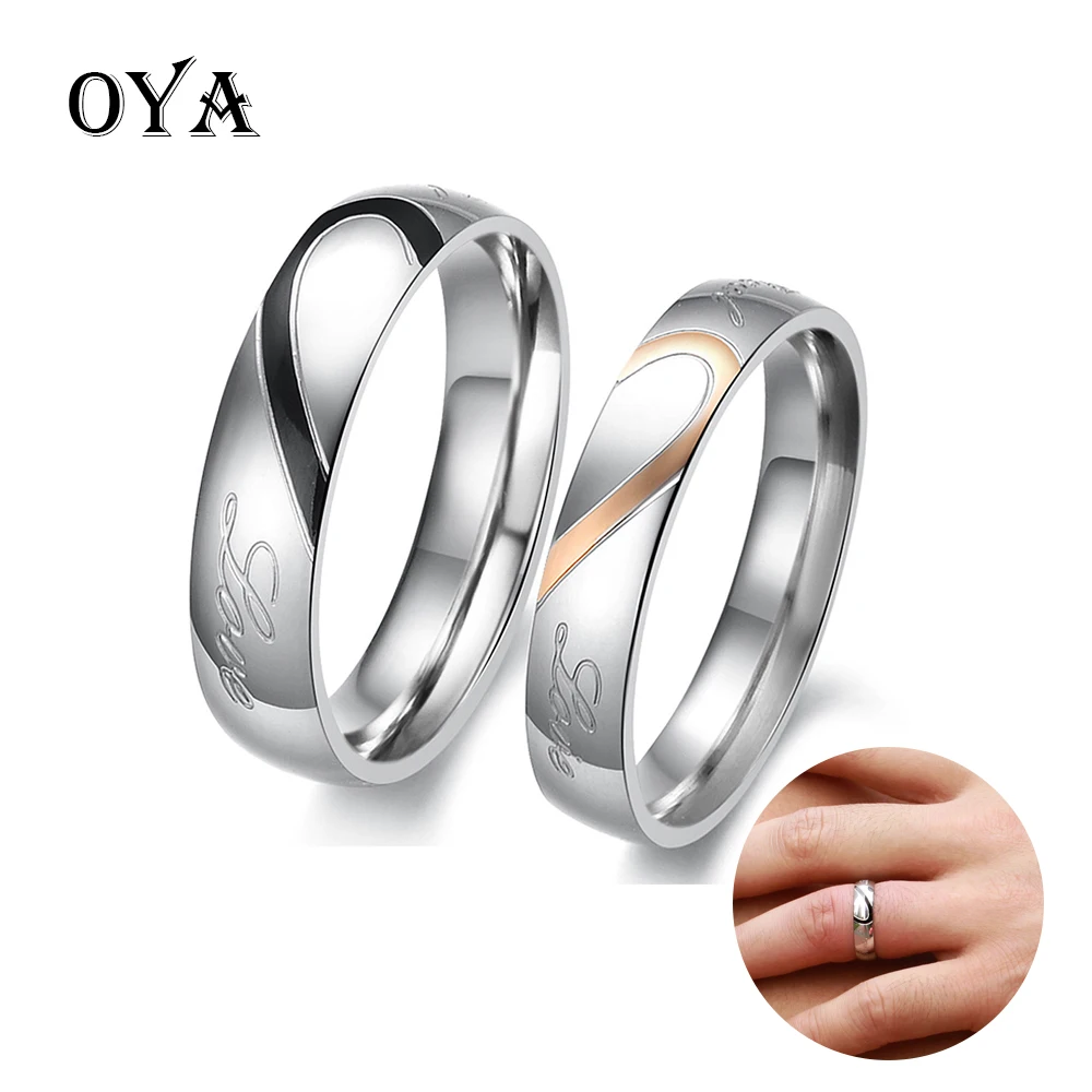 Anillo de compromiso con forma de corazón para parejas, joyería
