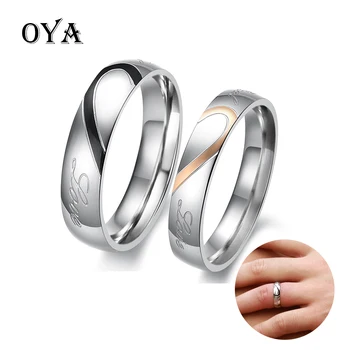 Cool Cheap Wholesale Romantic Korean Style Jewelry Heart Ring Engagement Wedding Rings Couple Set Love Heart Couple Ring