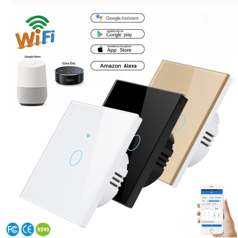 
 SESOO умный дом мобильный телефон, Wi-Fi, дистанционное управление Google home работает Tuya Smart 1/2/3 Gang Wi-Fi сенсорный выключатель света  