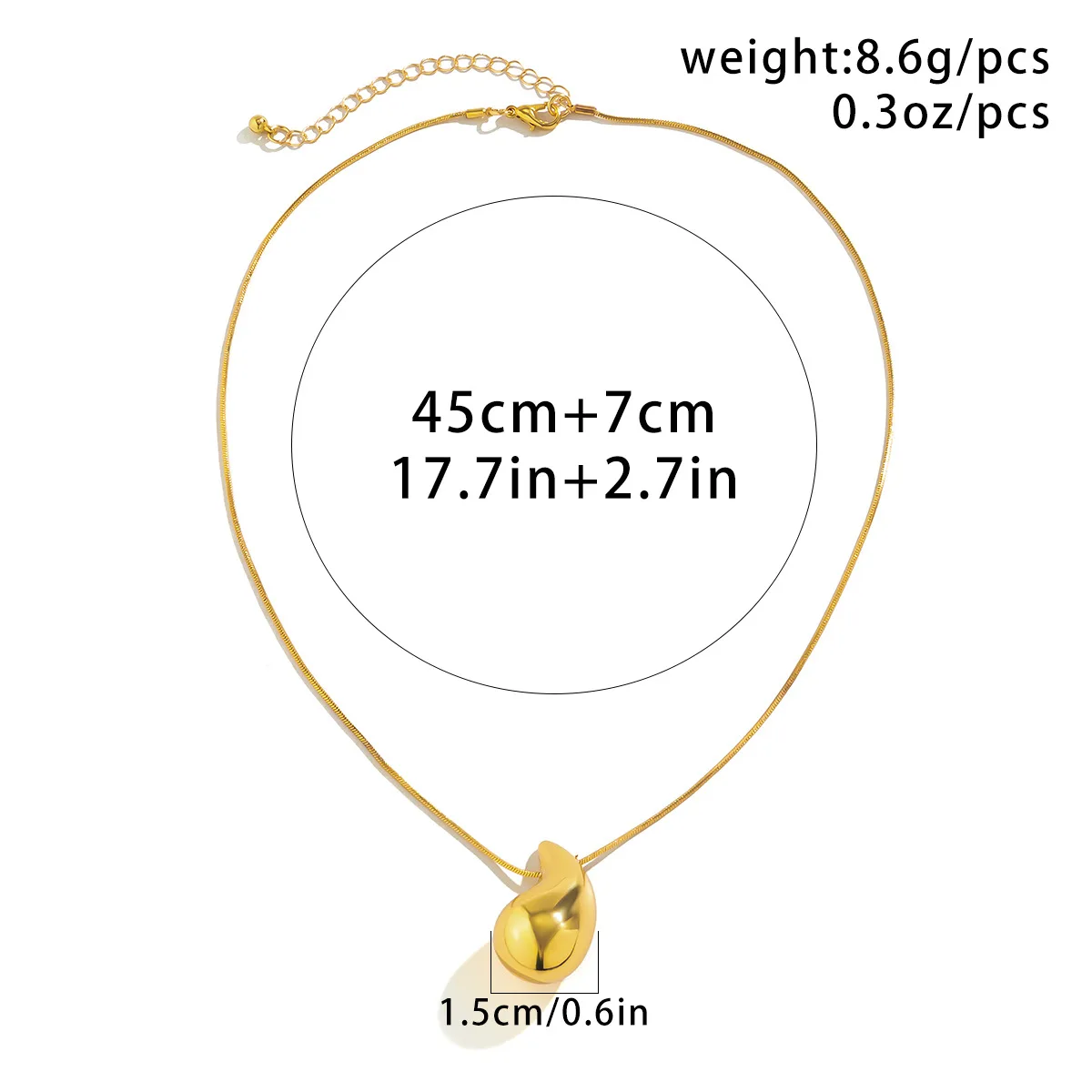 Kaimei Fashion Jewelry Minimalist Water Drop Hanging Party Punk Necklace Sets for Women Punk Zinc Alloy Water Drop Earrings Set