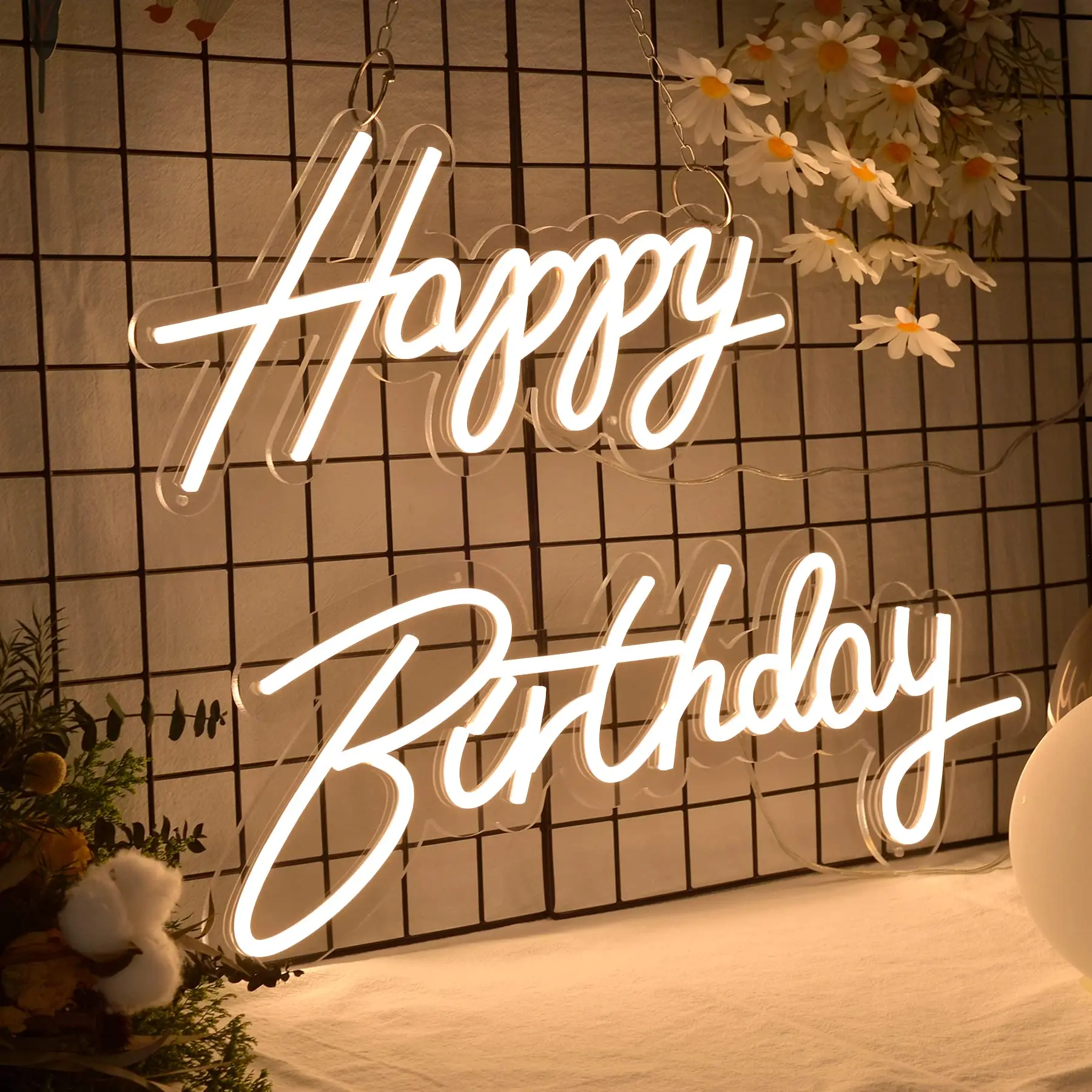  LED Neon Happy Birthday Light Sign Dimmable Light for