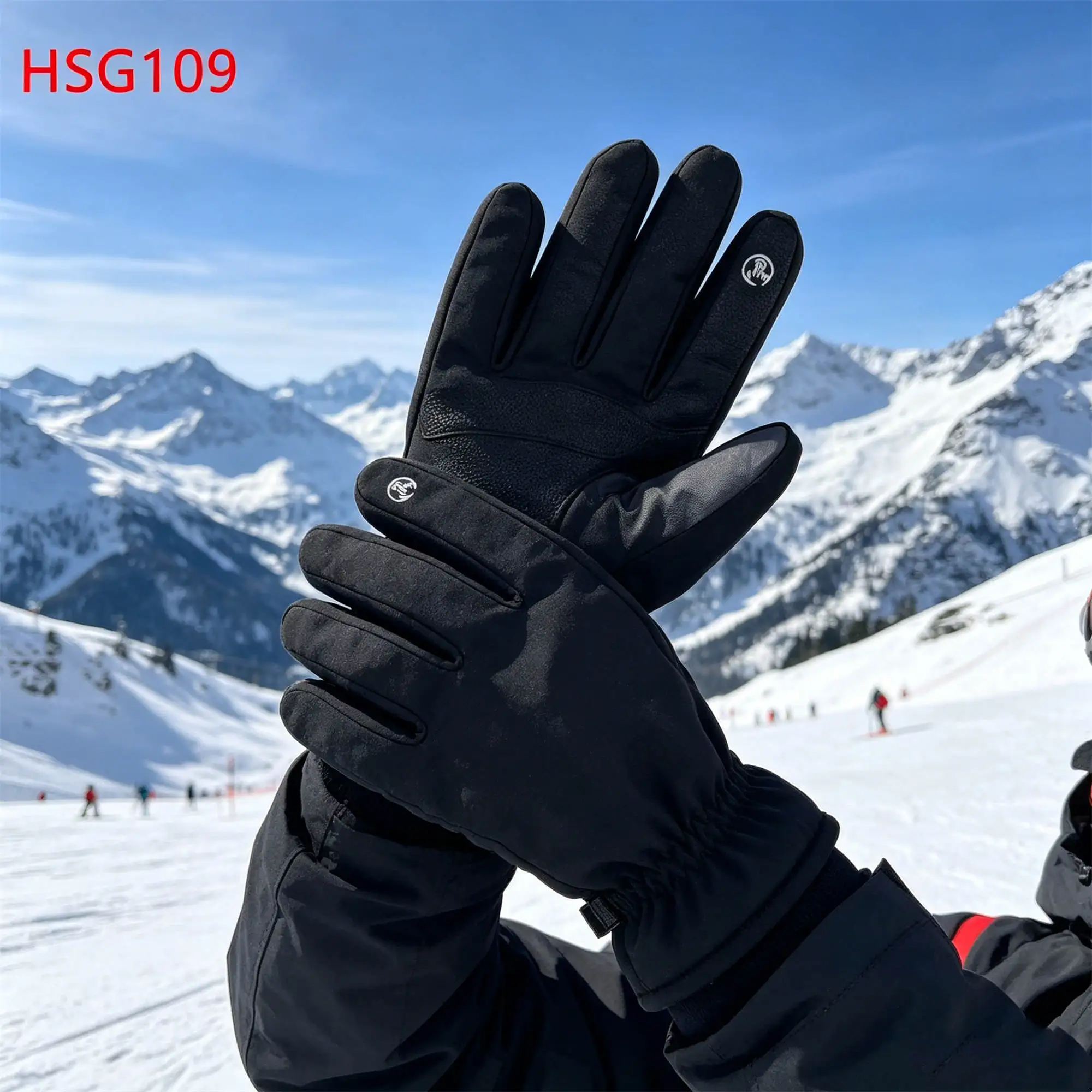 ZYF,Winter Fishing High Density Water Resistant Cloth Snow Gloves Cold Weather Ski Gloves with Adjustable Windproof Cuff HSG109