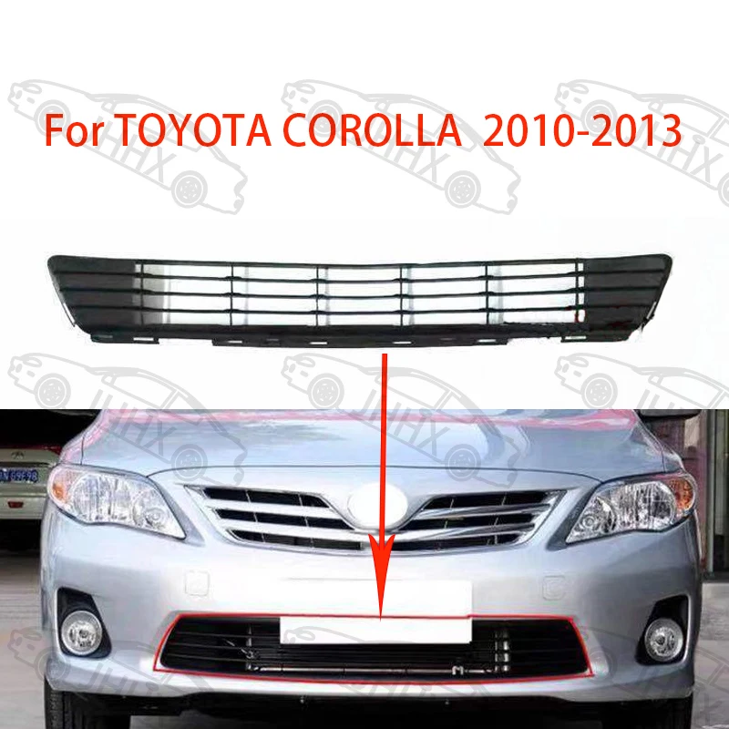 Ikon Motorsports Front Bumepr Grille Compatible With 2011-2012 Toyota Corolla L &amp; LE ABS Plastic Chrome Front Bumper Upper Hood Grille Insert Assembly Repla