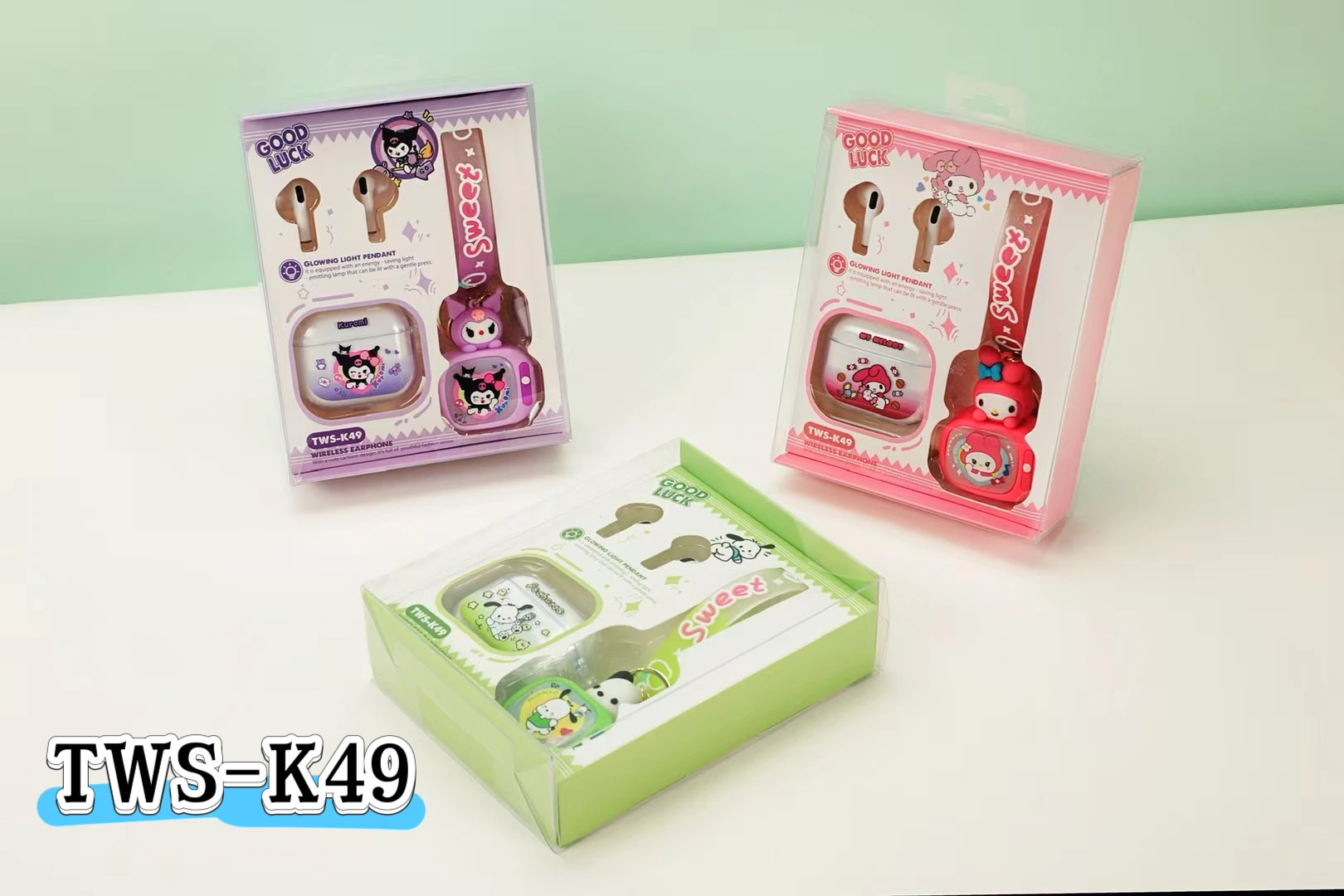 TWS-K49 Cute Student Cartoon Monster TWS Earbuds Wireless In-Ear ABS LED Battery Indicator