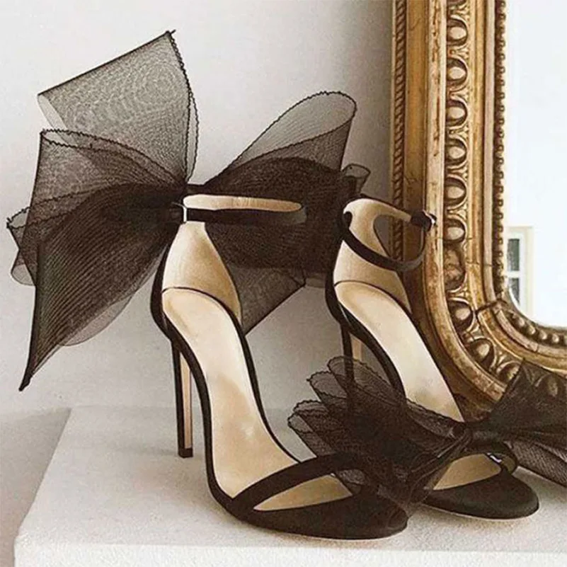 Fashion Feather Bow Sandals Women High Thin Heeled Sandal Ladies Summer ...