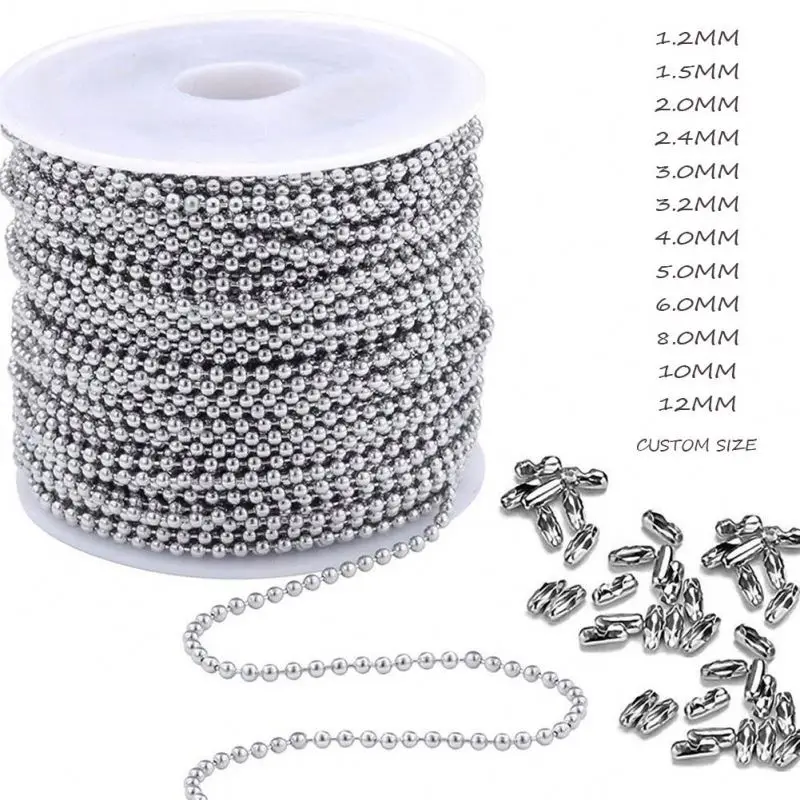 100meters Spool 2.4mm Ball, Chain Fits Key Chain Ball Chain Necklace  Stainless Steel Diy Jewelry Making/ - Buy 100meters Spool 2.4mm Ball, Chain  Fits Key Chain Ball Chain Necklace Stainless Steel Diy