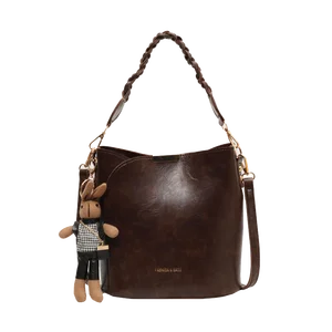 Wholesale price Large capacity leather bucket bag fashion simple handbag women's crossbody bags shoulder bags