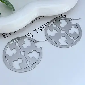 MW European & American Fashion 18K Gold-Plated Earrings: Double T Logo & Hollowed-Out Cross Design