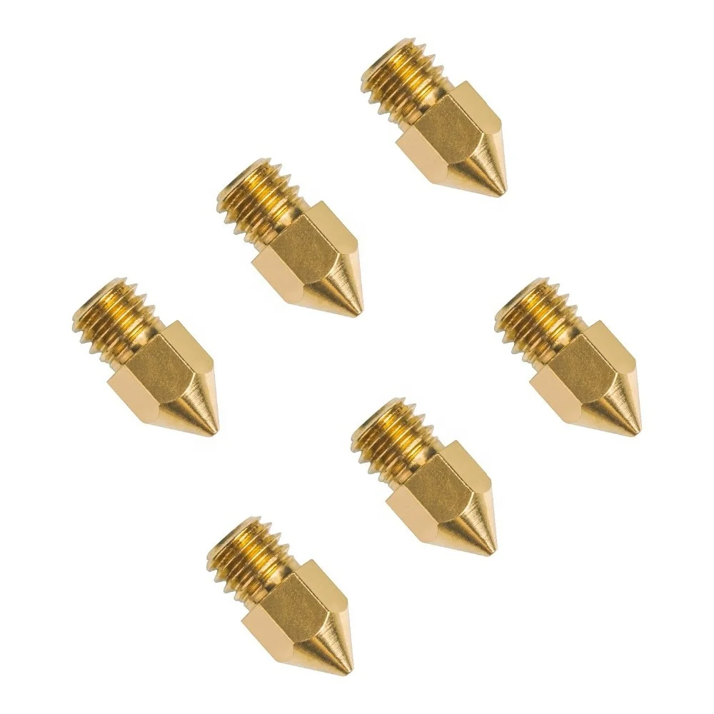3D Printer Brass Nozzle 0.2mm 0.3mm 0.4mm to 1.0mm M6 Thread 1.75mm RepRap 