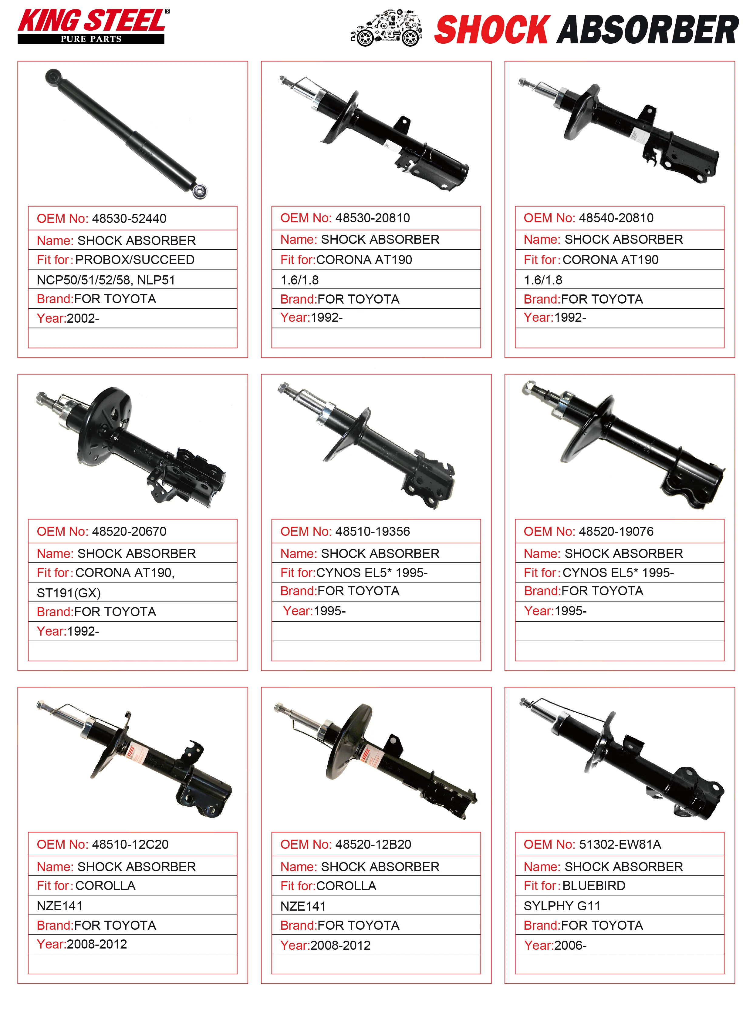 KINGSTEEL OEM 3340066 Shock Absorber for Toyota WISH ZGE2#