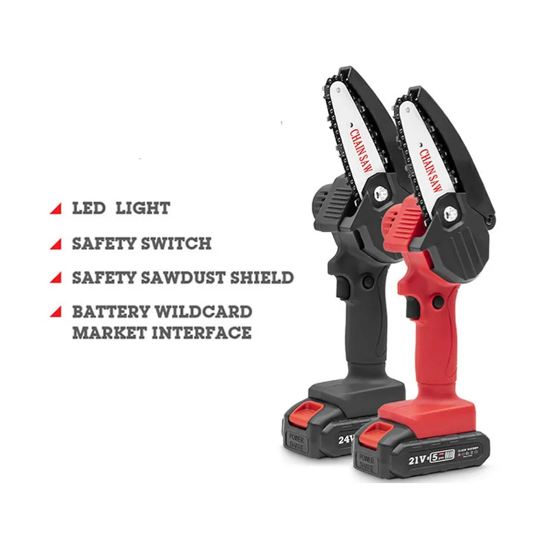 4 Inch 21V Cordless Rechargeable Chain Saw Battery Powered Electric Saw for Tree Branch Wood Cutting