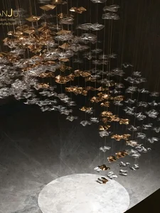 Adjustable Height Non-Standard Glass Chandelier for Hotel Lobby Sand Table Banquet Hall Sales Office Front Desk Restaurant