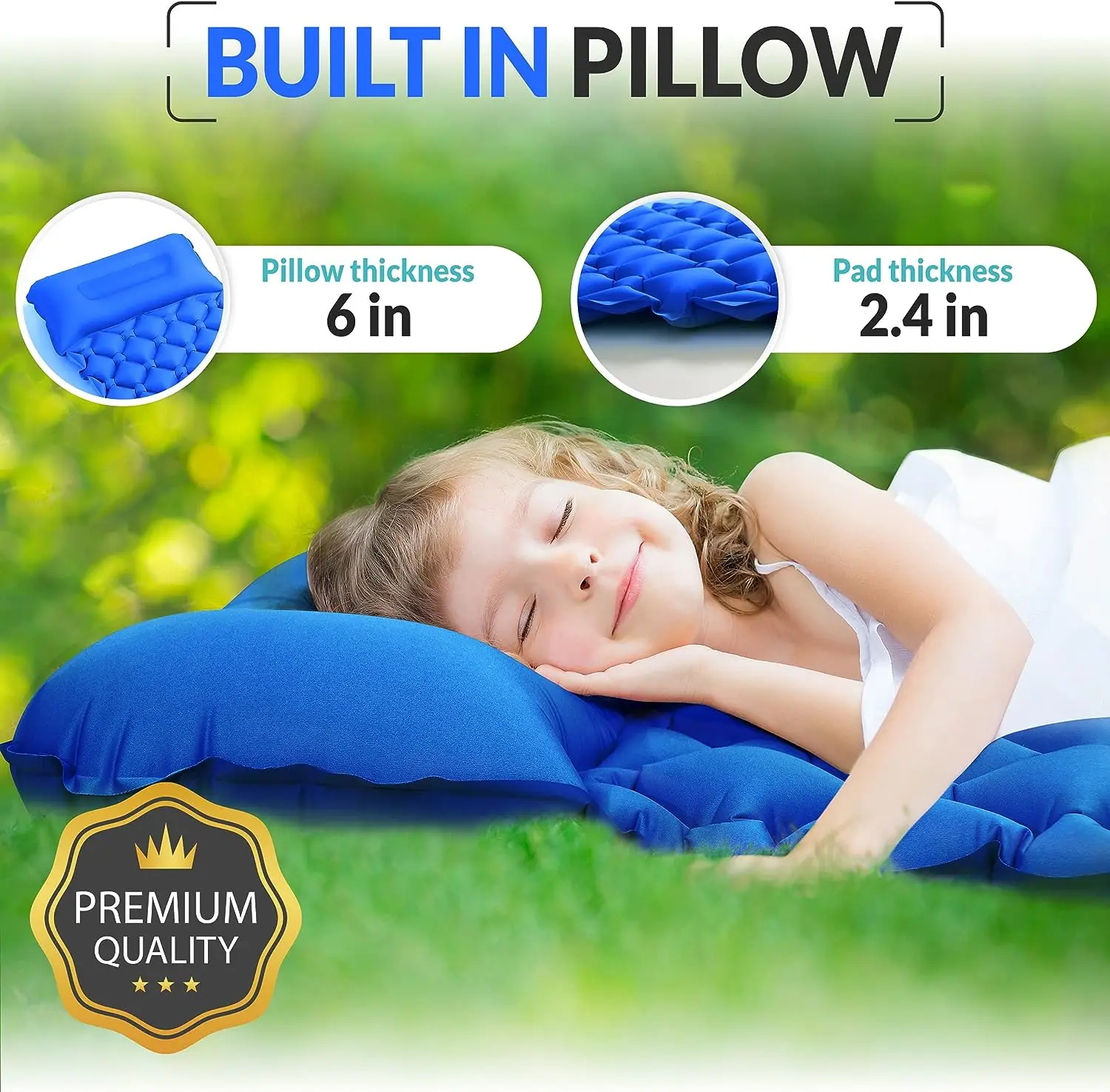 Outdoor Camping Kids Sleeping Pad Inflatable Camp Mattress Fast