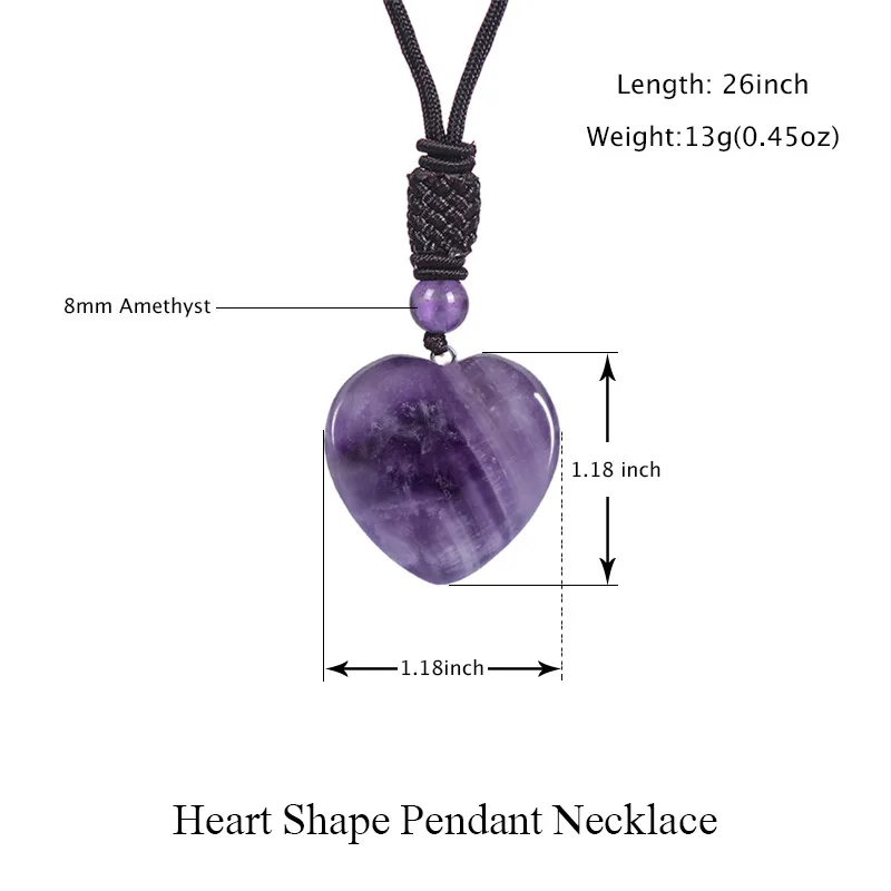 New Design Vintage Natural Stone Heart Shape Pendant Necklace Natural