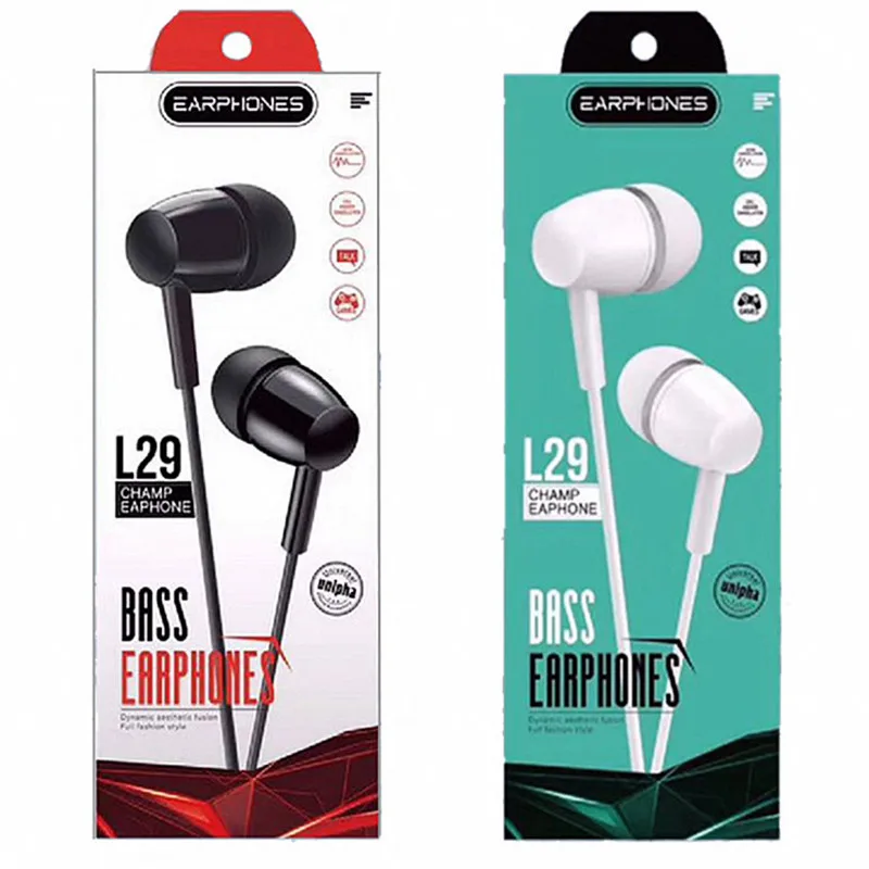 HOT in Ear Wired Headphones L29 Sport Earbuds With Bass Phone With  Mic Stereo Music Gaming Earphones Universal