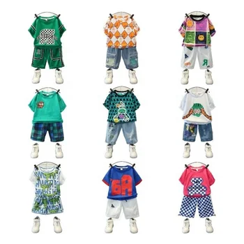 Newborn Infant Baby Boys Girls Summer Short Sleeve Letter Ribbed T Shirts Tops Shorts Tracksuit Women Sweats Suits