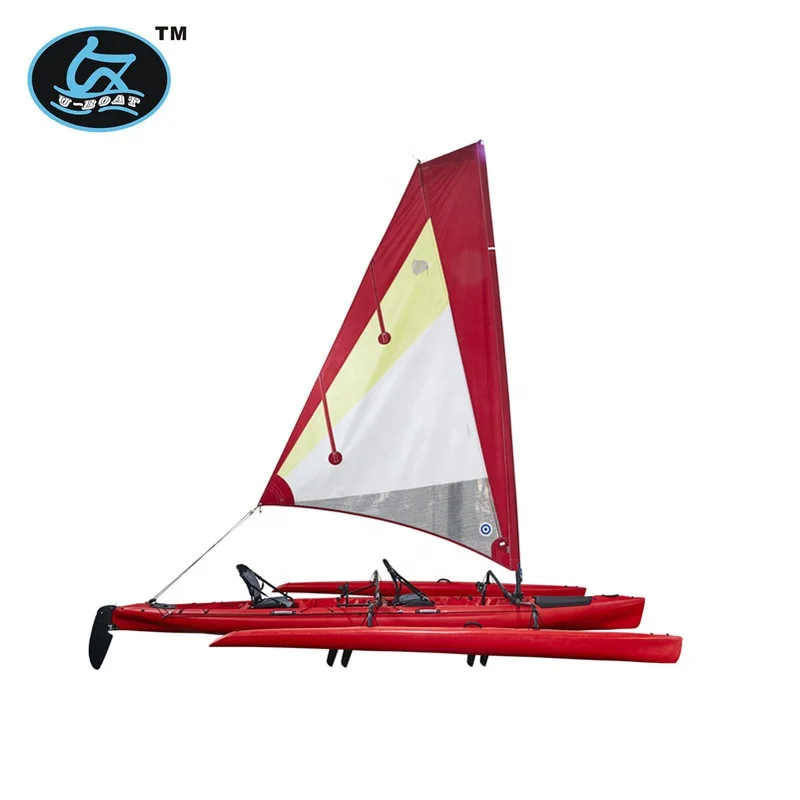 
16ft trimaran saiboat with kayak pedal drive system UBP-K7 for one person 