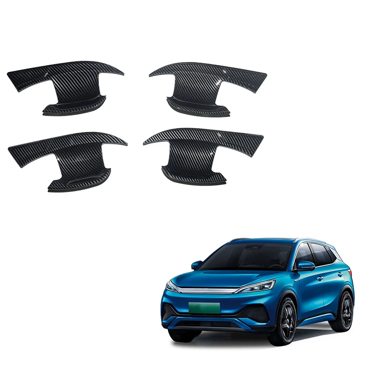 ABS Imitate Carbon Car Exterior Accessories Insert Handle Trims Side Door Handle Bowl Panel Cover For BYD Yuan Plus ATTO 3